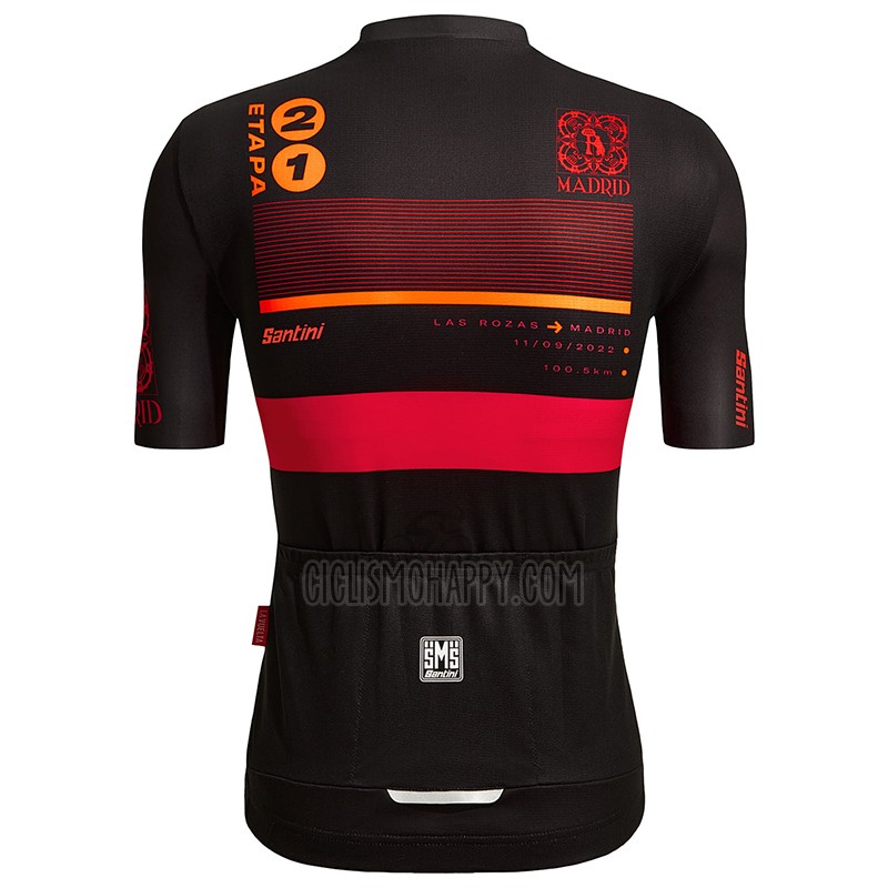 Vuelta Espana Cycling Jersey Bib Short 2022 Men Short Sleeve Black Red